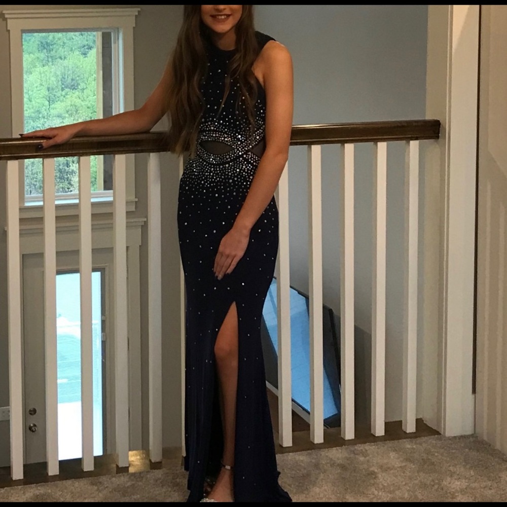 blue and silver dress